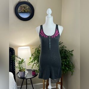 👗 Free People, size medium, grey and pink embroidered, mini dress